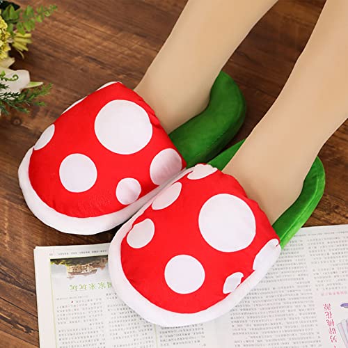 Jfxgjuv Piranha Plant Slippers, Mushroom Slippers with Pipe Pot Holder, Piranha Plants Plush Funny Loafers with Green Socks3