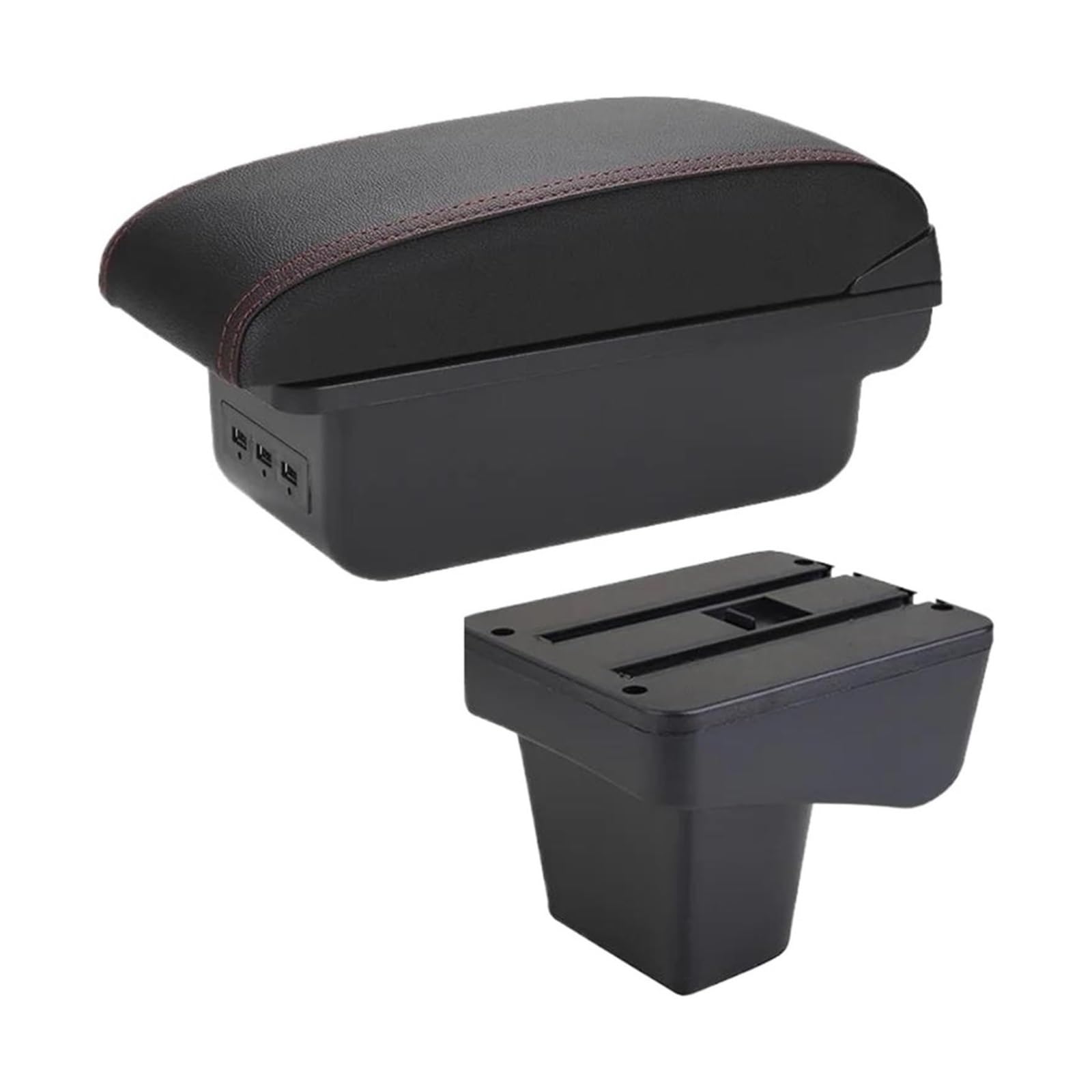 HCKCLMBMZW For Suzuki For Vitara Car Armrest Box Central Store Content Storage Arm Rest Modification Interior Retractable Leathe Car Armrest Center Console(B1 Black Red 3usb)