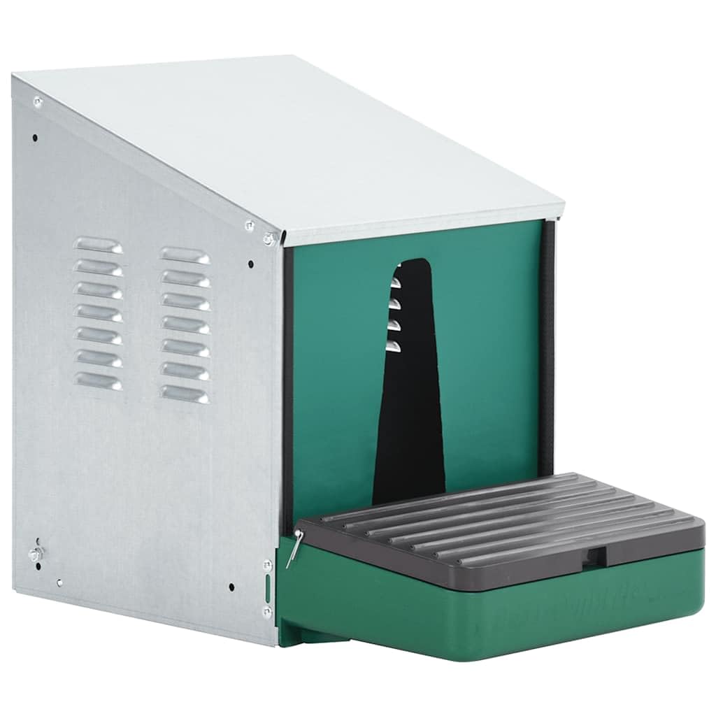 Nestomatic Abroll - Caja nido para aves de corral, chapa de metal galvanizado y plástico ABS, 49 x 31 x 42 cm, con bandeja colectora, base de nido de polietileno, para establo, casa, cabaña