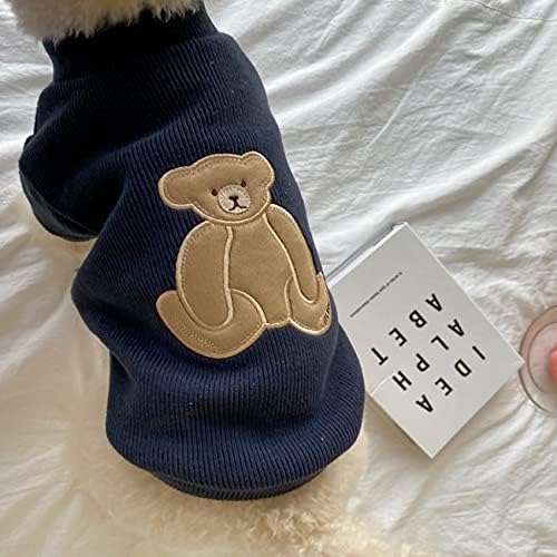 Rutexc 秋冬暖かいニット犬用セーター、テディベア刺繍ペットベスト