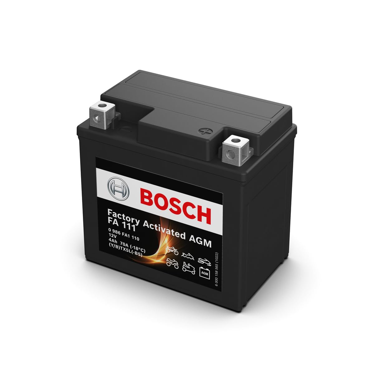 Bosch FA111 - Batteria AGM per motocicli - 12V 70A 4Ah - Adatta per moto, motociclette, enduro, scooter, quad, moto d'acqua - Compatibile M6004, BTX5L-BS, BTX5L