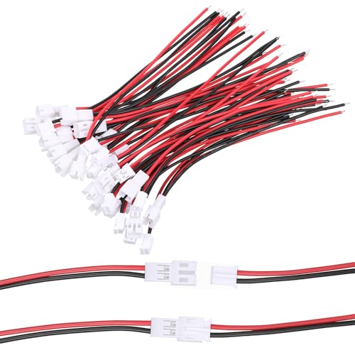 30Pcs Jst Ph 2.0 Connector Kit 2 Pin Jst Connector Micro Wire Connectors Male Female Connectors Plug with 10cm Silicone Wire Cables