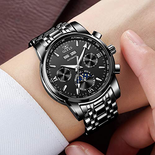 OLEVS Self Winding Watches for Men Automatic Mechanical Dress Tourbillon Stainless Steel Date Calendar Waterproof Luminous Wrist Watch - Image 3