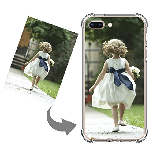 Personalised Picture Phone Case for iPhone 8Plus Soft TPU Silicone Phone Case Cover Protector Bumper Personalized Photo iPhone 8Plus Case Add Image Text Logo Design Your Own Phone Cover Shockproof