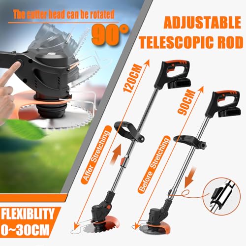 Gonpmny Strimmer, Cordless Strimmer with 2 Battery and UK Charger, Garden Strimmer with Blades, Grass Ttrimmer, Brush Cutter, Length Adjustable, Suitable for Home Gardens and Lawns 6 Gonpmny Strimmer, Cordless Strimmer with 2 Battery and UK Charger, Garden Strimmer with Blades, Grass Ttrimmer, Brush Cutter, Length Adjustable, Suitable for Home Gardens and Lawns - Image 6