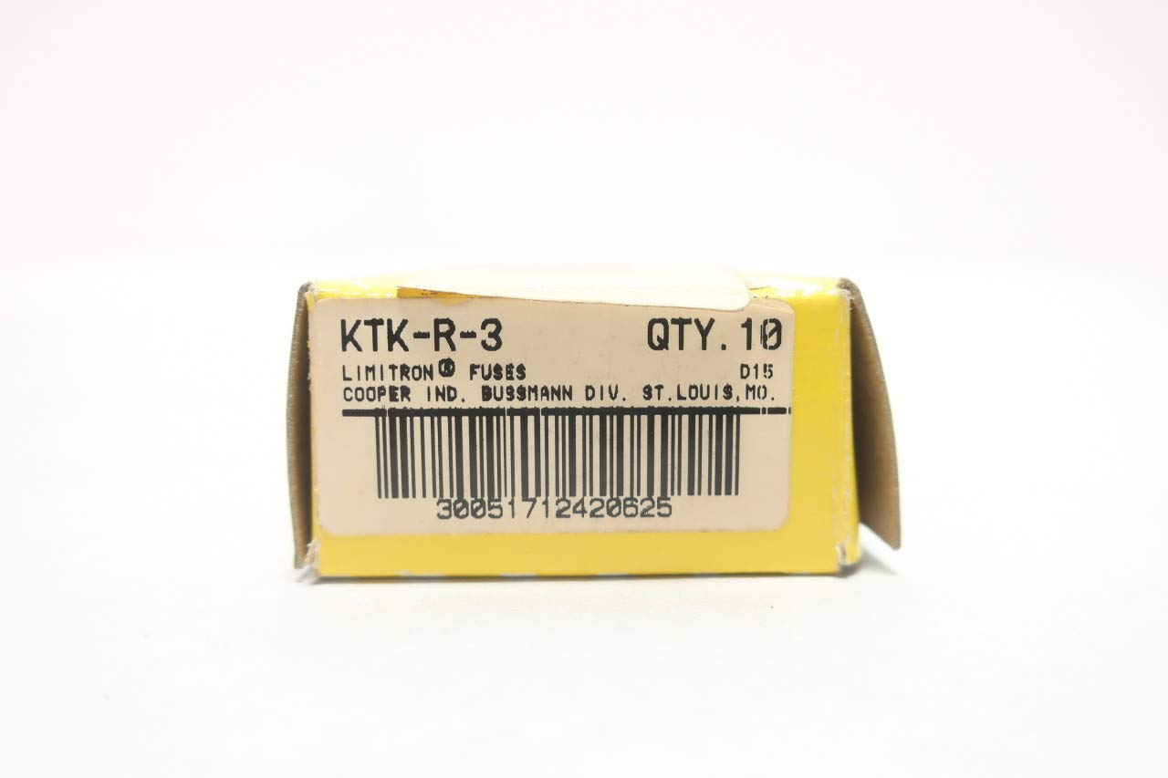 Cooper Bussmann KTK-R-3 Limitron - Fusibili a cartuccia classe CC 3A 600 V AC, confezione da 10