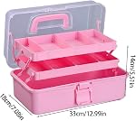 3-Layer Container Clear Plastic Folding Tool Crafts Case Supplies With 2 Tray for Storage Makeup Medicine Nail Accessories Art Case Sewing Organizer Medicine Box Family First Aid Trays