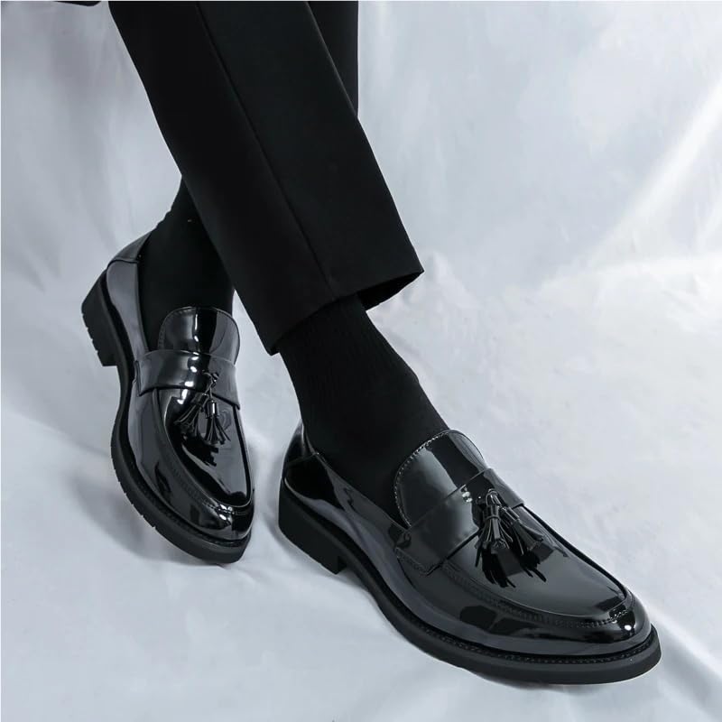 Mocassins Noirs for Hommes, Chaussures habillées Formelles, Chaussures d'affaires décontractées et Confortables en Cuir, activités de Bureau élégantes, Artisanat raffiné