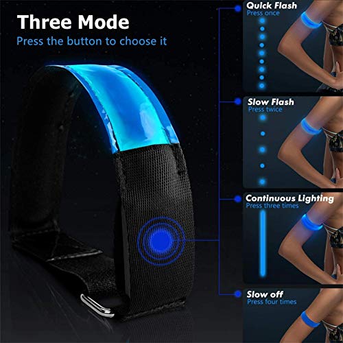 lanpard Led Armband Aufladbar, 2 STK Leuchtarmband USB Reflektorband Reflective Band Led Armbänder Leuchtband Kinder Reflektorbänder für Joggen Laufen Sport (Blau)