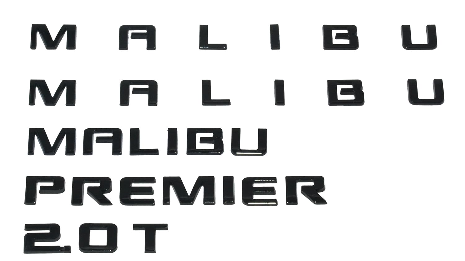 5Pc Set Malibu Premier 2.0T Door Trunk Tailgate Emblems 3D Letter Badge Replacement for 2017-2022 Malibu 84023560 (Gloss Black)