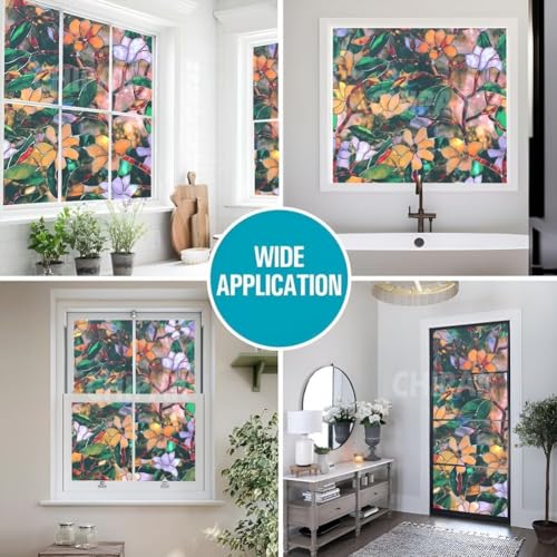 Image of CHIPAK Premium Vinyl Privacy Stained Window Glass Film (24x36 Inch) - Self-Adhesive Decorative Sticker Opaque Sheet Tint Wallpaper for Glass Cover Window, Door, Office, Home.| Anti-UV. Green Patti