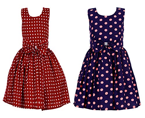 Image of Casual Frock for Baby Girls,Blue Printed and Olive Printed,Pack of 2