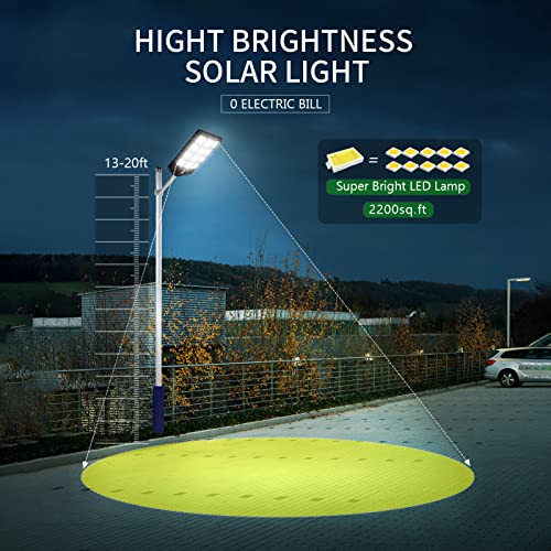 Uikenvoni Solar Street Lights 1500W Solar Outdoor Led Light, Outdoor Dusk To Dawn, Remote Control Waterproof Light For Street, Garden, Path, Platyground For Children Security Street Light (1500W) #TOP3
