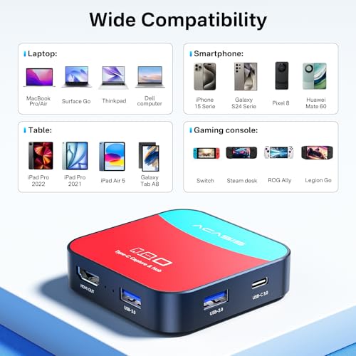 Image of ACASIS Capture Card & Docking Station 2-in-1 for Nintendo Switch - 1080P 60FPS Video Capture for Nintendo /Streaming /Meeting, 2 USB-A 3.0, 1 USB-C 3.0 for Data Transfer