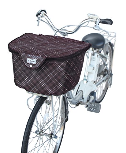 マルト 2段式ファスナー前バスケットカバー 厚手 D-2FCH2400 チェック/ブラウン