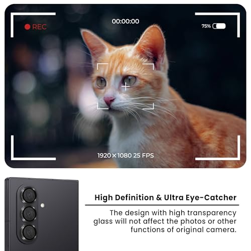 Image of FIRST MART Black Camera Ring Guard Protector for Samsung Galaxy Z Fold 7 | Tempered Glass with Metal Alloy Rings, HD Clear, Scratch Resistant, Case-Friendly | Pack of 1