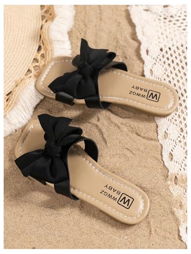 Image of GORGLITTER Girl's Slip on Sandals Bow Sandals Round Open Toe Beach Sandals