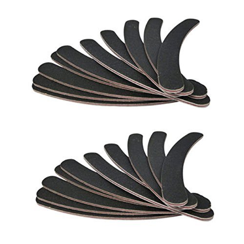 Cascove 20 Double Sided 100/180 Grit Boomerang Banana Curved Nail Files Emery Gel Tips