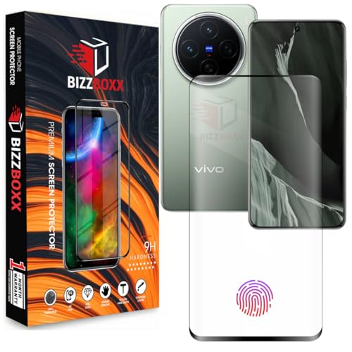 Image of Comopatible with Vivo X200 5G Full Glue Tempered Glass Screen Protector Guard Quad Curved Edges - Fingerprint Working, UV Glue Not Required (For Vivo X200, 6.67 Inch) - Pack of 1
