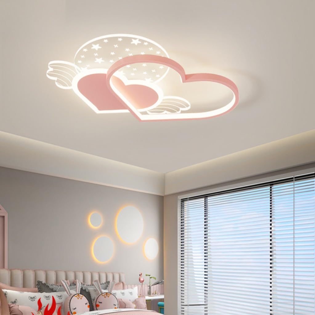 Plafonnier LED pour chambre d'enfant 38 W avec télécommande intensité variable bleu et rose