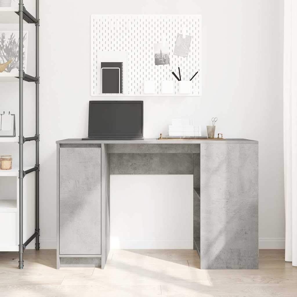 Scrivania in legno grigio cemento, 120 x 42 x 76 cm, scrivania da ufficio con piano da scrivania per laptop, monitor, tastiera e documenti, home office e ufficio