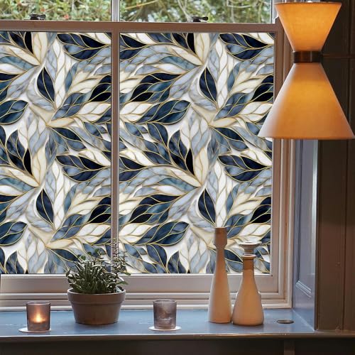 Vinilo decorativo de vidrio autoadhesivo gris y azul marino 40x300cm miniatura 3