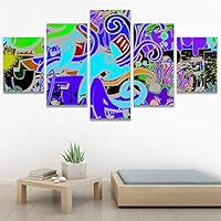 SIGNWIN 5 Panel Canvas Wall Art Modern Art Decorative Decorative Elements Digital Art Multicolor Patterns Urban for Home Decorations Ready to Hang - 60