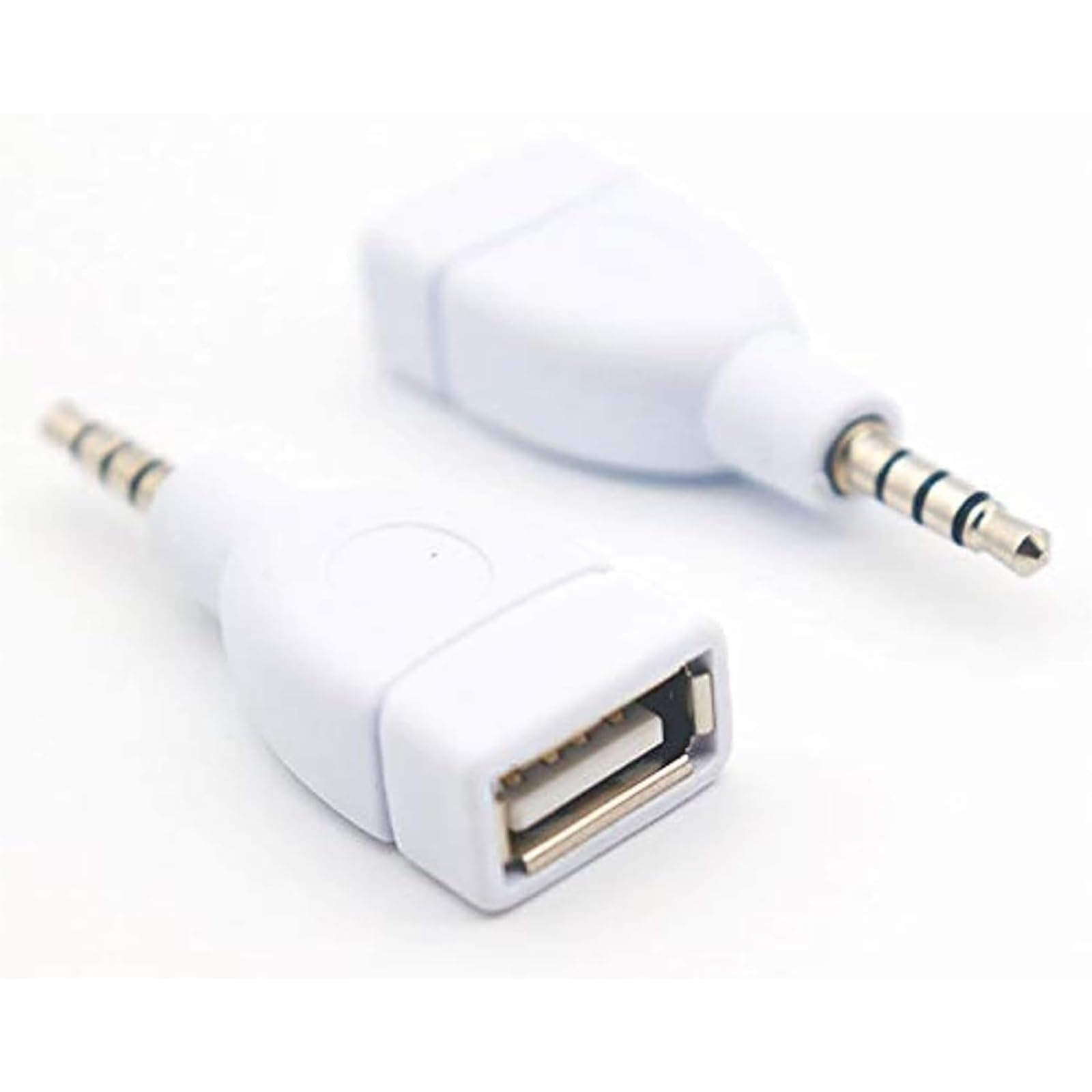THE WHITE SHOP 2PCS Converter 3.5mm Male AUX Plug to USB 2.0 Female Converter Adapter for Car Connector Accessories