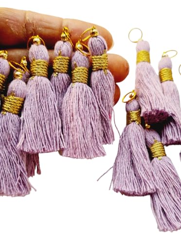Image of Zippy Flora Micro 1.5 inch Length Cotton Handmade Tassels for Saree /Blouse /Dupatta /DIY /Decor (Pack of 12) (Lavender)
