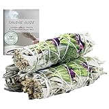 Ancient Veda Floral 3 Pack White Sage Organic Smudge Sticks with Flowers for Cleansing Home, Meditation, Yoga, Healing and Smudging | Sustainably Sourced California White Sage Bundles | Good Life