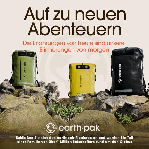 Earth Pak Summit wasserdichter Rucksack, Backpack mit leistungsstarkem Reißverschl 35Luss und Rolltop, wasserfester Handyhülle (Grau)