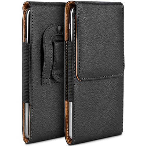 moex Funda Plug Case compatible con ZTE Axon 9 Pro funda con clip para el cinturón, funda de piel vegana, funda para teléfono móvil, funda con tapa plegable, color negro