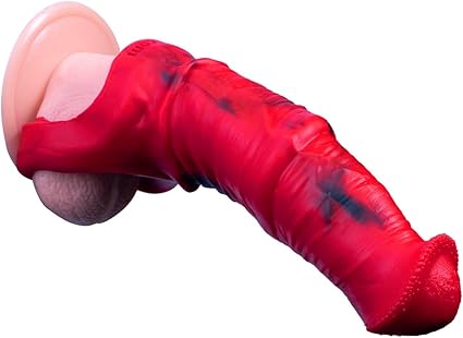 Funda de extensión de silicona en forma de caballo para pene masculino con hebilla extensible para aumentar la longitud y la circunferencia (rojo)