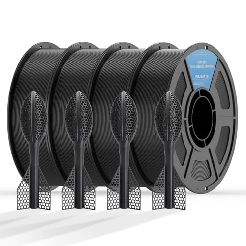 Image of iSANMATE 95A HS TPU Filament Bundle 1.75mm, Black, 1kg*4 | High Speed HS / HF; Flexible TPU 95A; 3D Printer Filament for FDM 3D Printers; 1kg /2.2lbs; 50-200mm /s