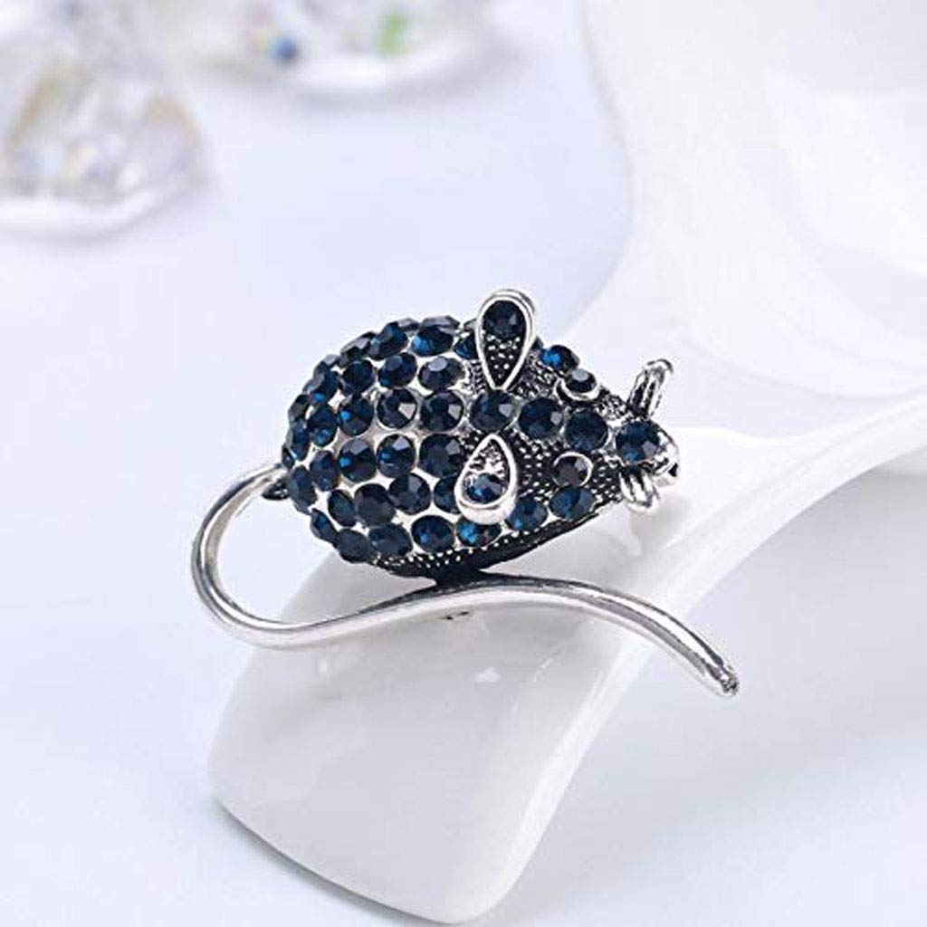 RWRAPS Brosche Brosche,Frau Brosche Maus Modellierung Brosche Pin Abzeichen Brosche Kristall Strass Brosche Schmuck Kleid Schal Schal Clip Für Mädchen (Farbe: Blau) (Gold)