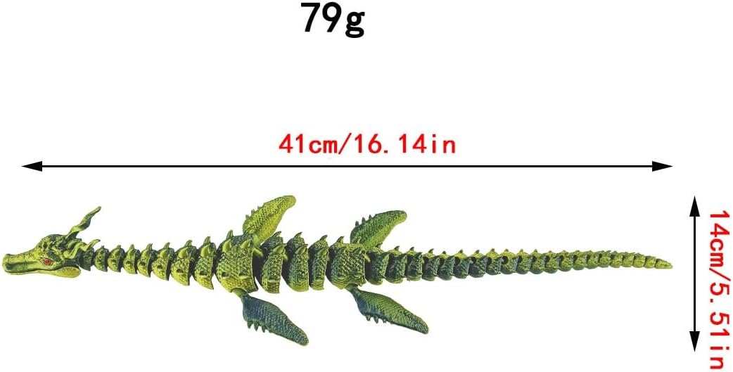 Articulated Dragon Fidget Majestic Sea Dragon with opening mouth 3D Printed Animals Flexible (Black Gold)
