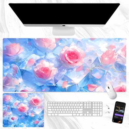 Mouse Pad レム ラム マウスパッド ゲーミング アニメ 防水 大型 キーボードパッド 天然ゴム素材 ゲーミング仕樣 デスクパッド アニメ キャラクター テーブルマット コンピュータマット 学習机用 誕生日 プレゼント立体的な小さな新鮮な夏スタイル