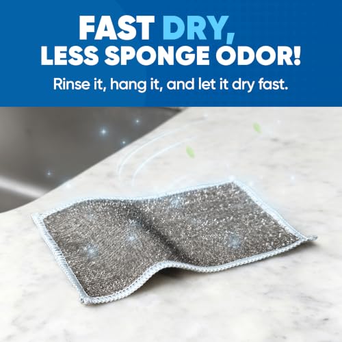 Image of Microfiber Wholesale Scrubber Cloths (12 Pack, Grey) - Scrub Without Scratching, Safe for Non-Stick, Stainless & Glass - Two-Sided 4 inchx6 inch Dish Scrubbing Cloths, Bulk Value, No Sponge Smell