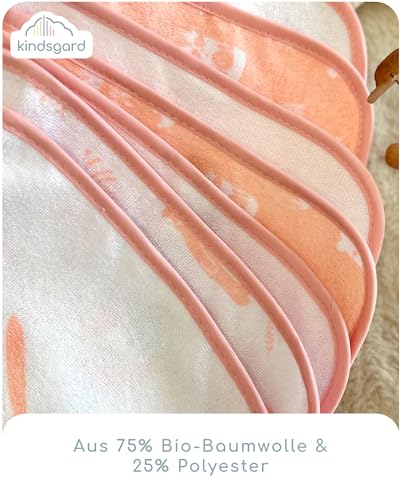 Kindsgard Bindelätzchen 7er-Pack „happaklat“ – Rosa – wasserdicht, abwischbar & pflegeleicht – 75% Bio-Baumwolle – Baby Lätzchen zum Binden – 24x20 cm – unisex Set für Jungen & Mädchen