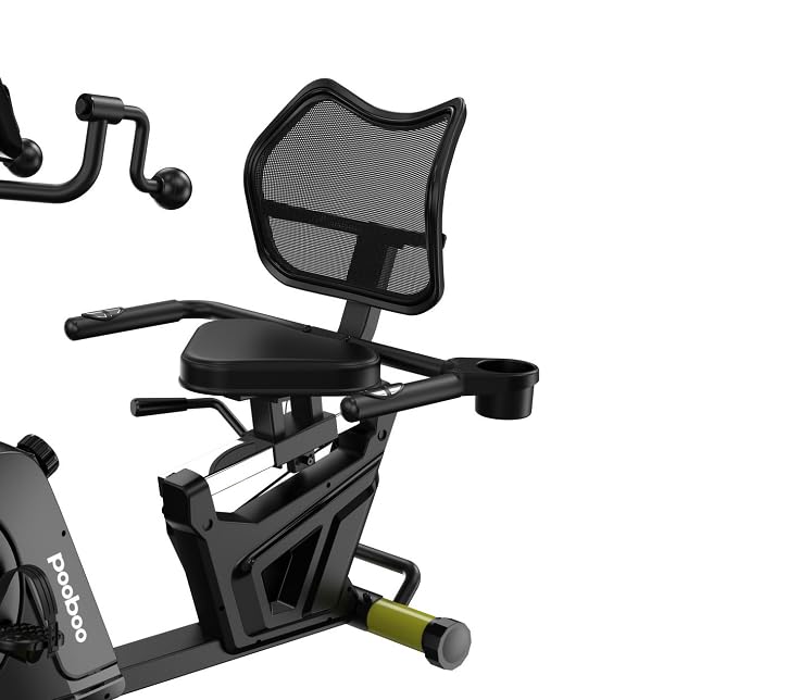 Image of pooboo Recumbent Exercise Bike, Stationary Bikes for Home with Arm Exerciser, Magnetic Recumbent Bike with Ergonomic Backrest & Comfortable Seat, Smart APP, Pulse Sensor, 400LBS Weight Capacity