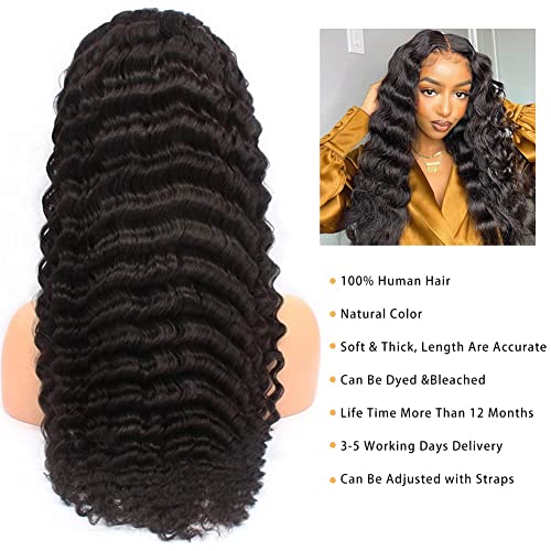 Perruque cheveux humain deep wave femme bresilienne curly lace frontal - 2