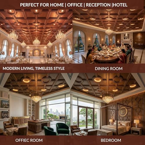 Image of Kayra Decor PVC Ceiling Panel 60x60 cm|Regal Medallion Design|Red Copper|50 Tiles Cover 200 Sq Ft| Modern False Ceiling|Royal & Elegant Finish