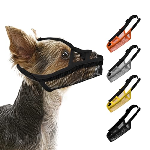 JOYPAWS Soft Dog Muzzle for Small Medium Large Dogs Long Snout Breathable Air Mesh Drinkable Pet Muzzle to Prevent Biting Chewing with Adjustable Straps Anti-Barking Licking Black XS