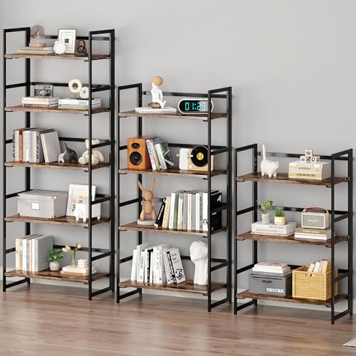 BHG Vintage Multifunctional Folding Bookshelf, No-Assembly Plant Stand Storage Rack Shelves for Home Office (Fire, 5-Tier) - Image 6