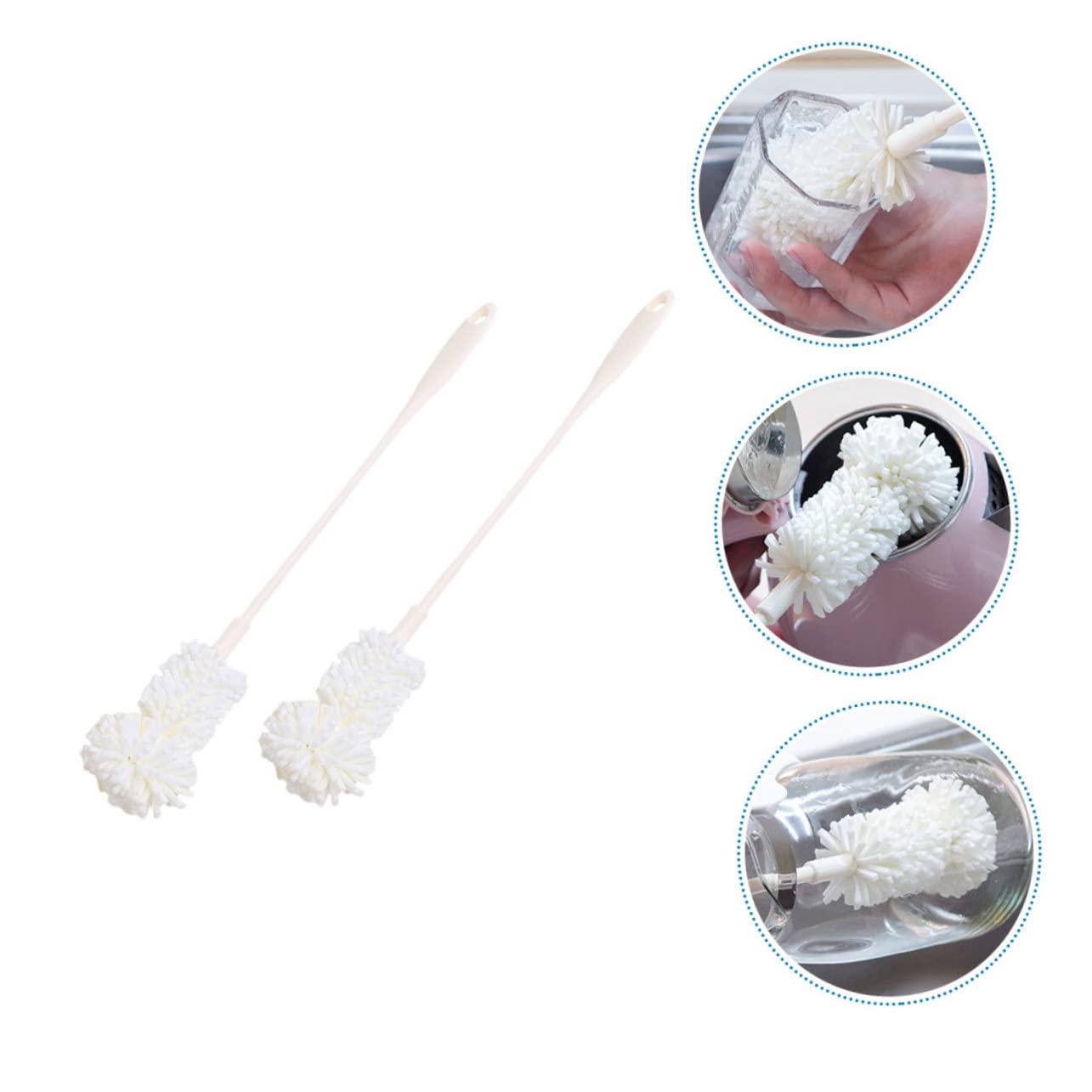 2 Series Cepillo para Limpieza De Biberones Y Botellas Mango Herramienta De Limpieza De Cocina para Biberones Y Accesorios De Bebés 2 Piezas*2