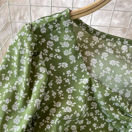 Women's Summer Printed 2 Piece Sets Square Collar Drawstring Short Tops High Waist Midi Skirt3