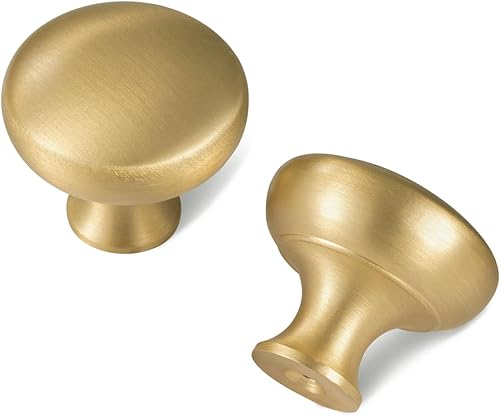 Paquete de 5 manijas de latón macizo para cajones de tocador, 1-14 pulgadas de diámetro, modernos tiradores redondos para armario de tocador,