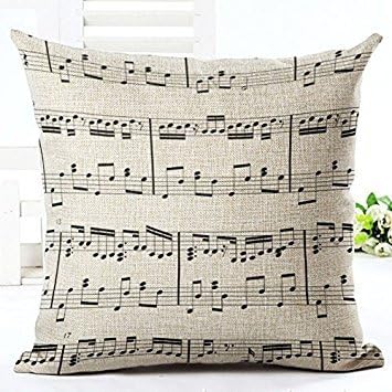 2016 New Design Beautiful Music Notes Pillow Case Linen Square Decorative Piano Sheet Score Throw Pillow Cover Cushion Cojines For Office Chair 18x18 Inch - Pattern 8