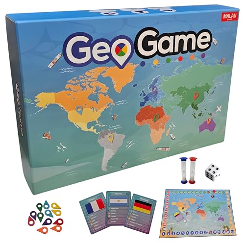 GeoGame – Jeu de Société Quiz Géographie Monde | Culture Générale, Histoire & Capitales | Apprendre Pays 197 Cartes | Défi Éducatif Famille, Enfants &...