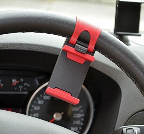 Universal Multi-functional Mobile Phone Holder Mount Buckle Socket Hands-Free on Car Steering Wheel for Iphone 6 5S 5C 5G 4 4S, HTC, Samsung Galaxy, PDA and Smart Cellphones